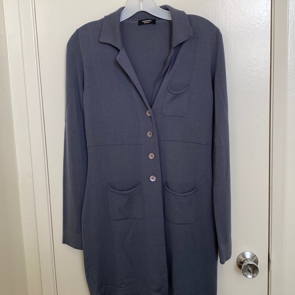 Gorgeous gray Sarceno Bellagio cardigan sweater